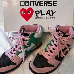 EUC Nike Converse SB Dunks High Pro Premium PLAY Pink Green Sneakers Wmns 8 / 39